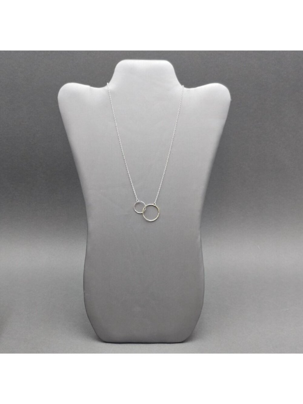 Sterling Silver Vermeil Interlocking Circles Necklace 16"-18" Modernist Hammered - Picture 2 of 14